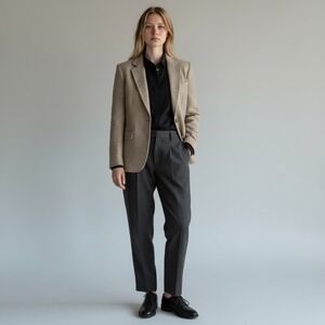 Collegian of California Vtg Tweed Blazer 3/4 Wool Blend Neutral Beige Tan Classy